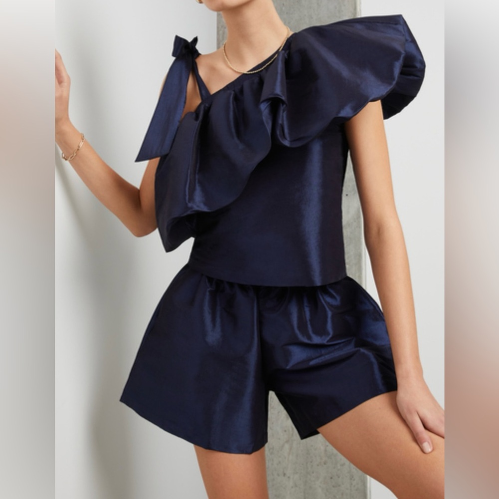 Kika Vargas Metallic Blue Short Set